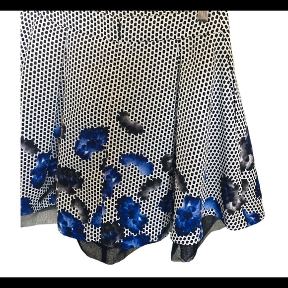 EXPRESS Pleated Fit & Flare Floral Print Tulle Circle Skirt Black/Purple Size 4 - Picture 9 of 11